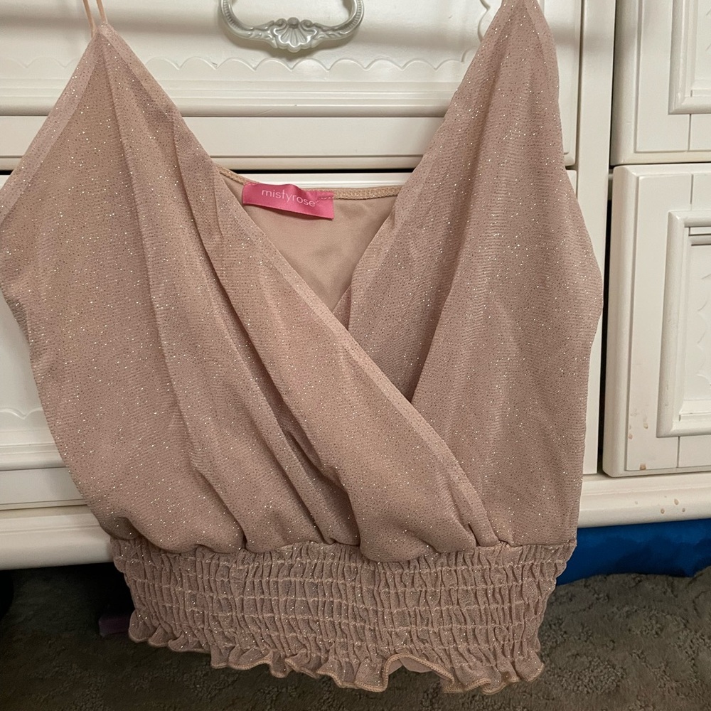 Champagne sparkle spaghetti strap top